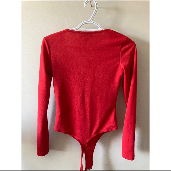 RED LONG SLEEVE BODYSUIT - Picture 4 of 6
